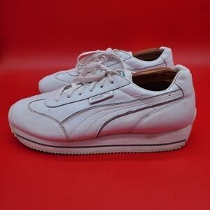 PUMA Roma Amor Leather Sneakers White Silver Women's 11 Shoes